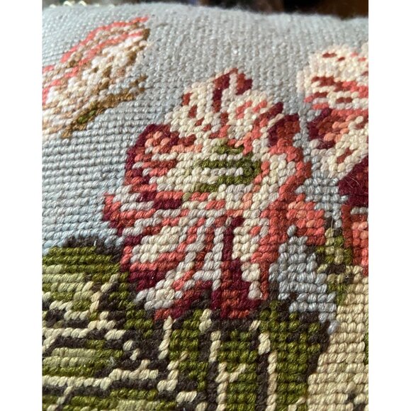 Square Vtg Hibiscus Tapestry Pillows W/Velvet Back & Rope Trim 9”X 9”Set of 2 - Picture 3 of 5